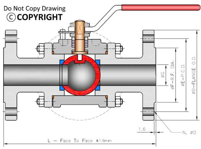 download catalogue dimensional drawing of three way ball valve