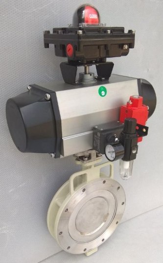 Pneumatic Actuator Operated Double Offset Disc Butterfly Valve